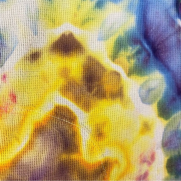 Handmade Geode Tie Dye Thermal Hoodie Womens Size Large Full Zip Colorful Pocket - Picture 6 of 12